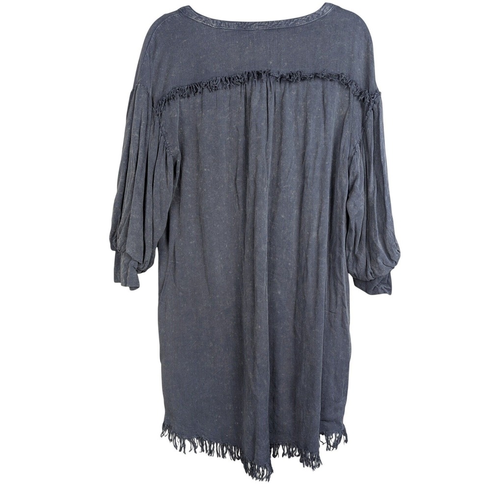M Cowgirl Fringe Tunic Mini Women Boho Shift Chambray Jean Western Soft Dress